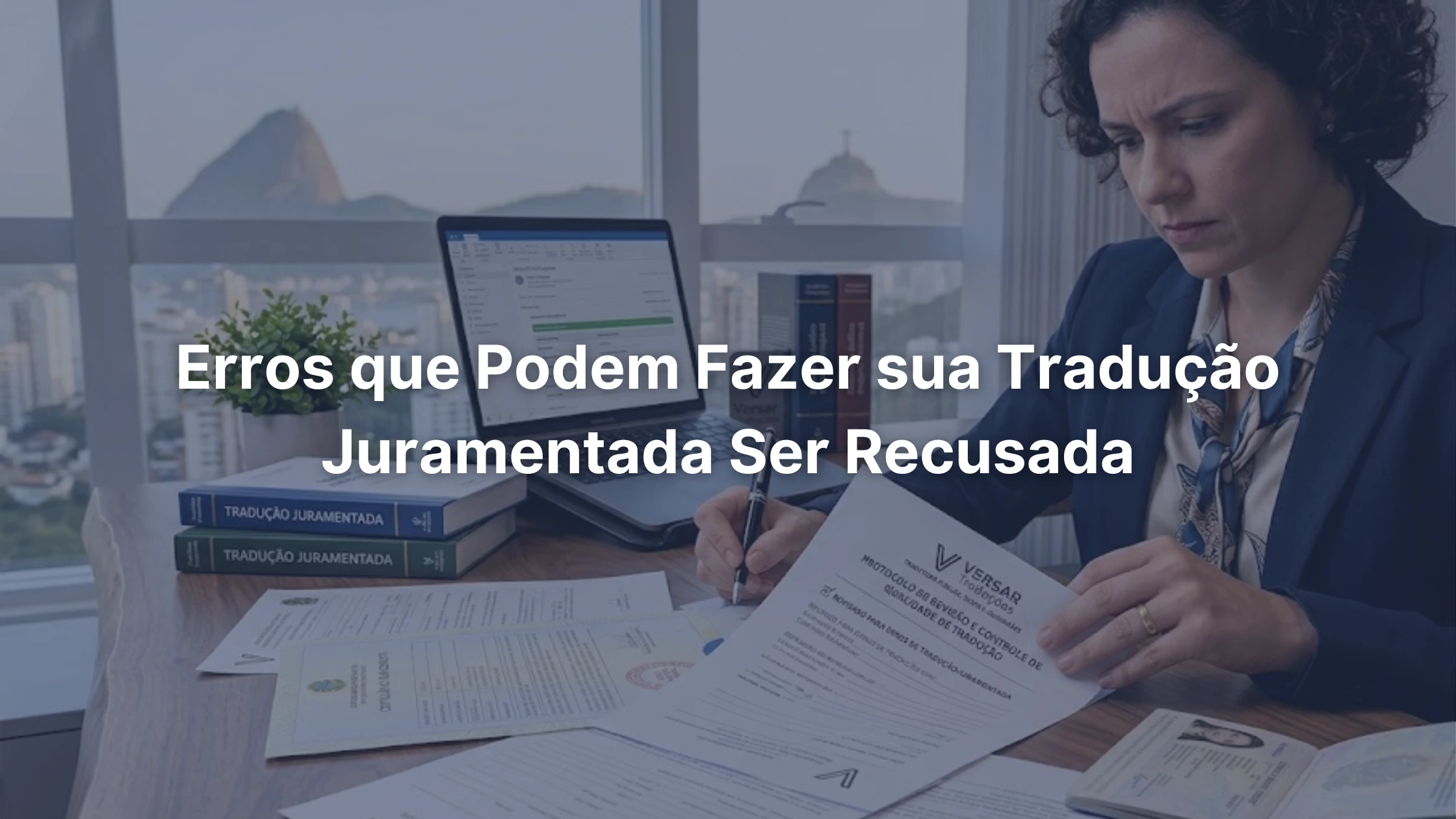 Documentos oficiais sendo revisados para evitar erros na tradução juramentada